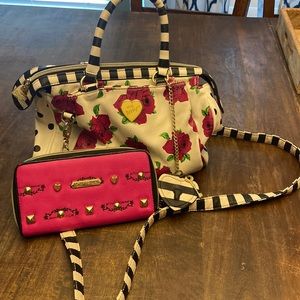 Betsey Johnson Floral Rose Purse and Wallet